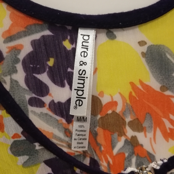 PURE & SIMPLE Quarter Zip Floral Tank top Lightweight Front Tie Medium - Picture 3 of 6